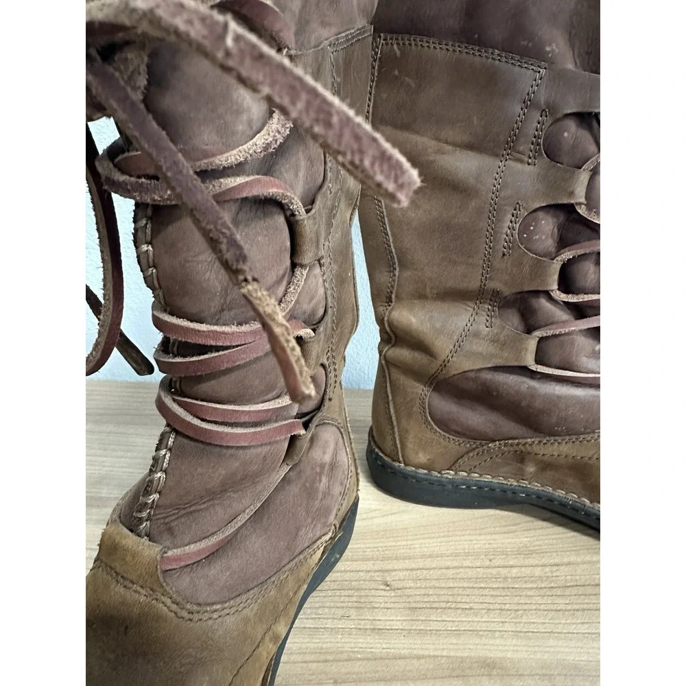Ugg Australia Leather Boots Womens Size 9 Sheepskin Brown